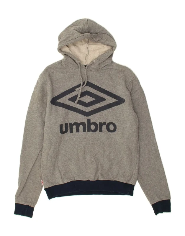 UMBRO Womens Graphic Hoodie Jumper UK 14 Medium Grey Cotton Hoodie with Hidden Zipper Minimalist Clean