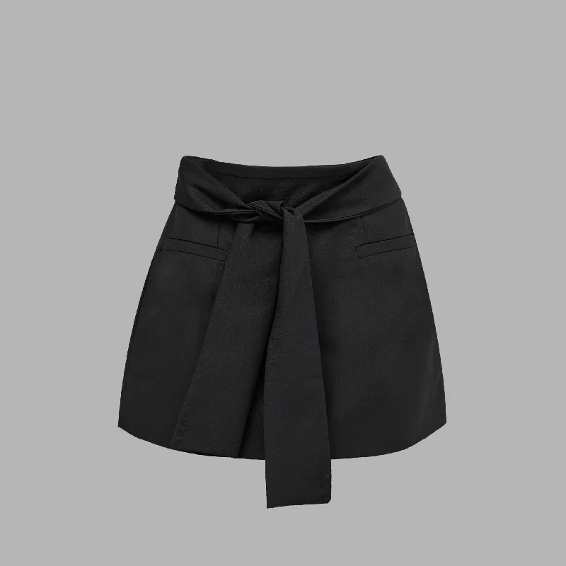 Blvck Signature Tie-Front Skirt wool skirt breathable