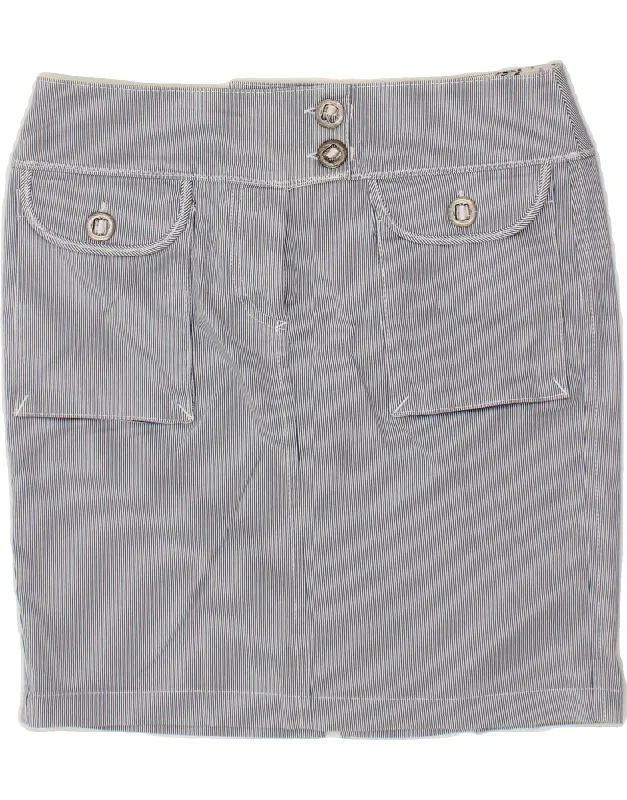 SLAM Womens Straight Skirt IT 42 Medium W32  Grey Pinstripe Cotton linen skirt natural