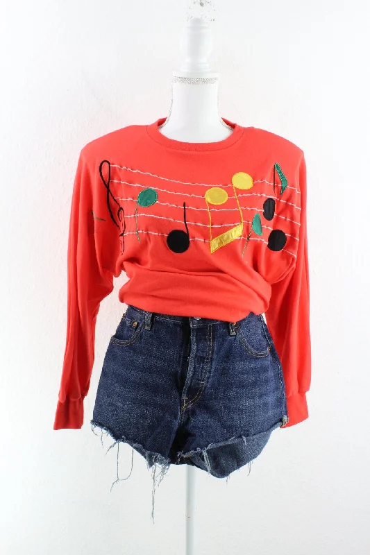 Vintage Music Sweatshirt (M) Hoodie with Strings Custom Fit Adjustable