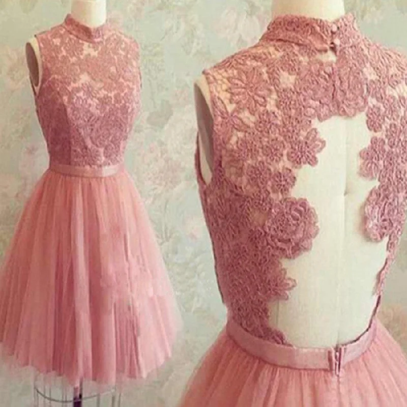 2016 popular dark pink lace high neck unique style charming freshman homecoming prom gown dress,BD0089 Bodycon Club Sequined