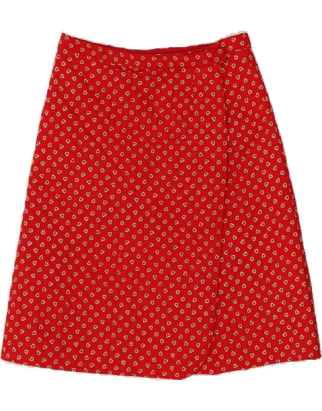 VINTAGE Womens Wrap Skirt W30 Medium Red Spotted leather skirt bold