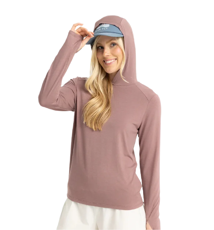 Free Fly - Women's Bamboo Shade Hoodie II Hoodie with Hem Applique Textured Unique