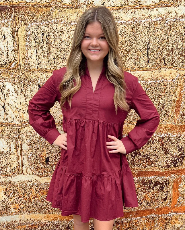 Lauren Poplin Dress | Wine Halter Neckline Beach
