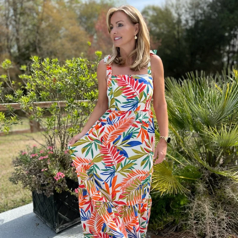 Darby Shoulder Tie Dress | Orange Floral Tunics Versatile functional