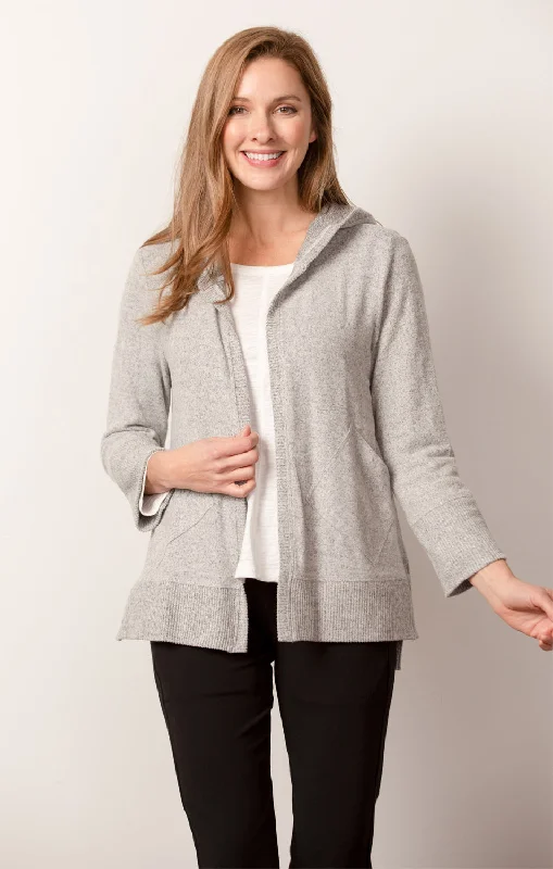 Women's Habitat | Take Me With You Fleece Hoodie | White Grey Hoodie with Button Classic Timeless Women's Habitat | Take Me With You Fleece Hoodie | White Grey Hoodie with Button Classic Timeless
