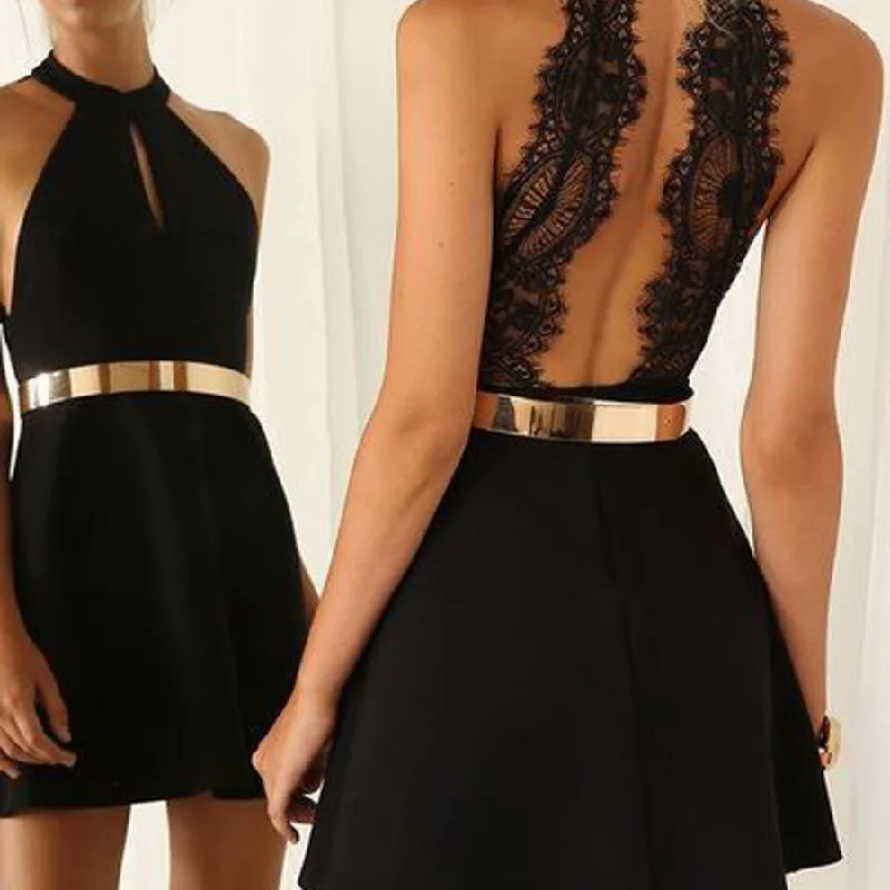 Popular black halter simple sexy unique style casual cocktail homecoming prom gown dress,BD0088 Maxi Flowy Bohemian