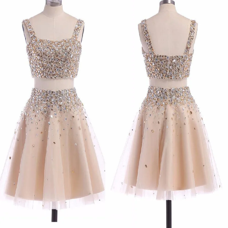 Popular two pieces sparkly unique bling homecoming prom gown dress,BD0098 Boat Neckline Classic