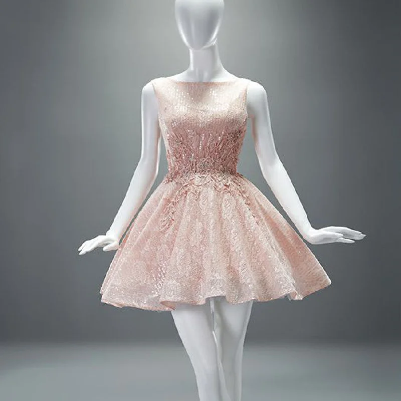 A-line sparkly unique open back charming lovely freshman formal homecoming prom gown dress,BD0029 Turtleneck Warm Winter