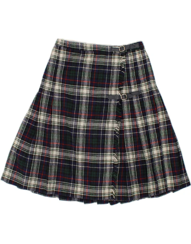 VINTAGE Womens Wrap Skirt W28 Medium Black Check linen skirt natural