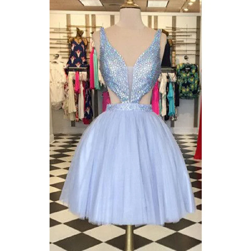 Popular V-neck open back sexy unique style Cocktail homecoming prom dress,BD00165 Tunics Occasion special