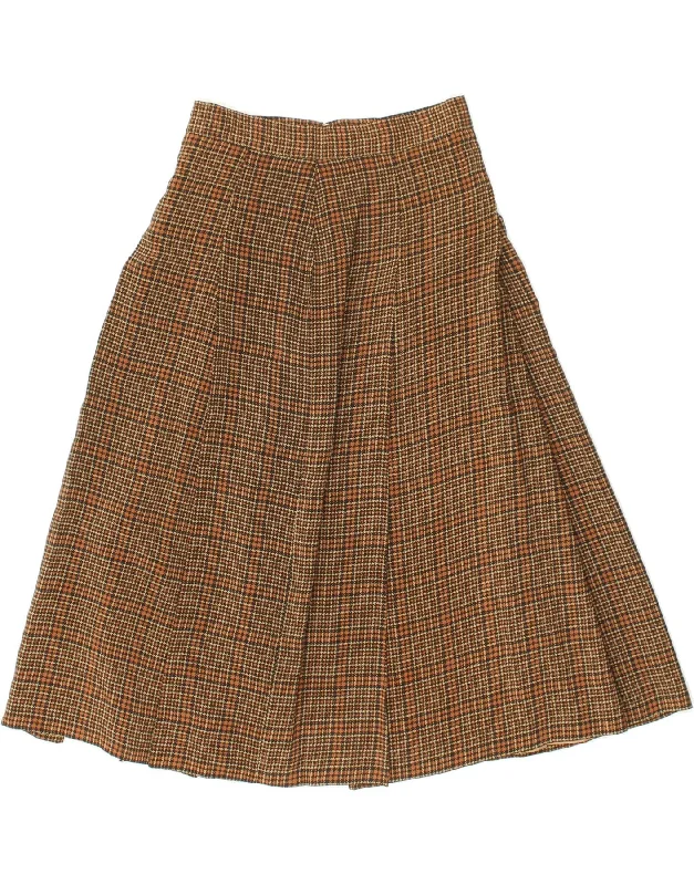 VINTAGE Womens A-Line Skirt W24 XS Brown Check lace skirt elegant
