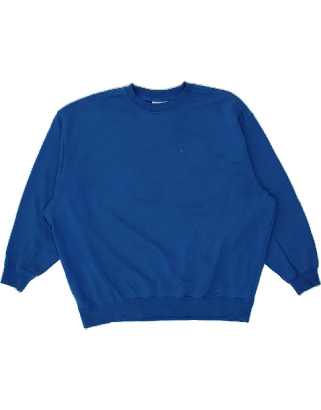ADIDAS Womens Oversized Sweatshirt Jumper UK 10 Small Blue Cotton Hoodie with Relaxed Fit Easy Casual