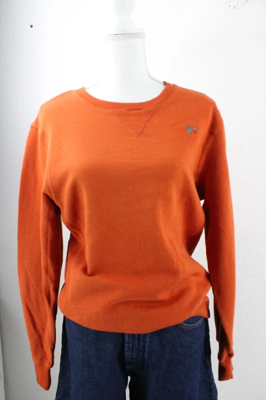 Vintage Orange Sweatshirt (S) Hoodie with Lace Feminine Delicate