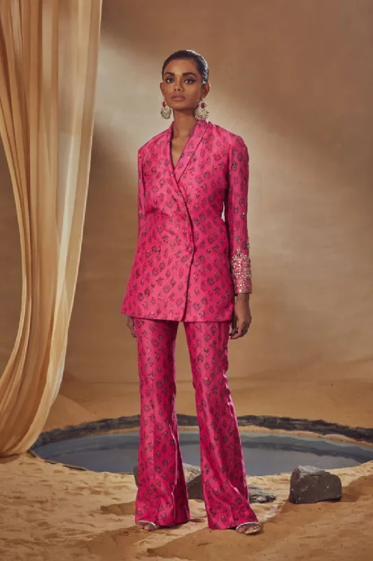 Fuchsia Jacket Tunic Set Wool Jacket Cashmere Jacket Tweed Jacket