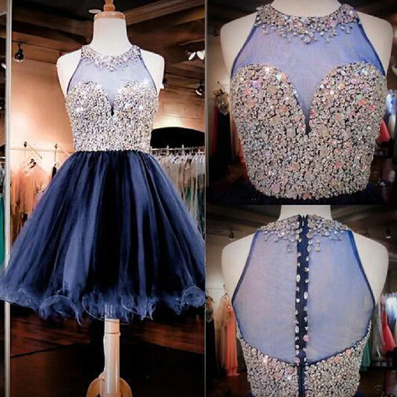 Blue off shoulder gorgeous see through tulle Bohemian charming homecoming prom dress,BD0053 Tunics Vintage classic