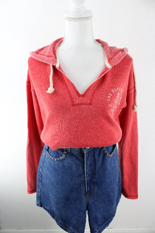 Vintage Red Billa Bong Hoodie (L) Hoodie with Thumb Holes Functional Cozy