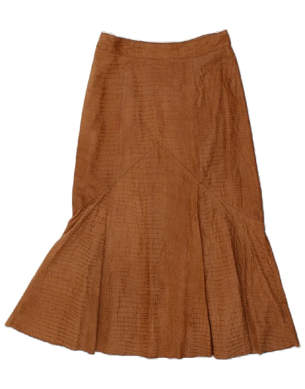 BEGEDOR Womens Trumpet Skirt IT 38 XS W26 Brown Animal Print Leather silk skirt sleek