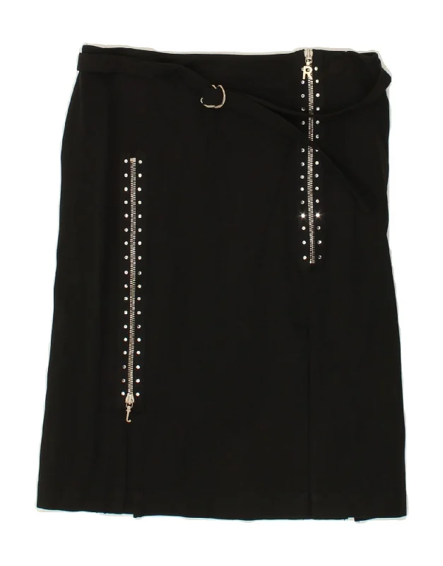 RICHMOND Womens Straight Skirt W28 Medium Black silk skirt luxurious