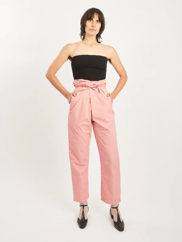 Peach Jade Suvin Cotton Broadcloth Wrapped Pants Fashionable Work Pants