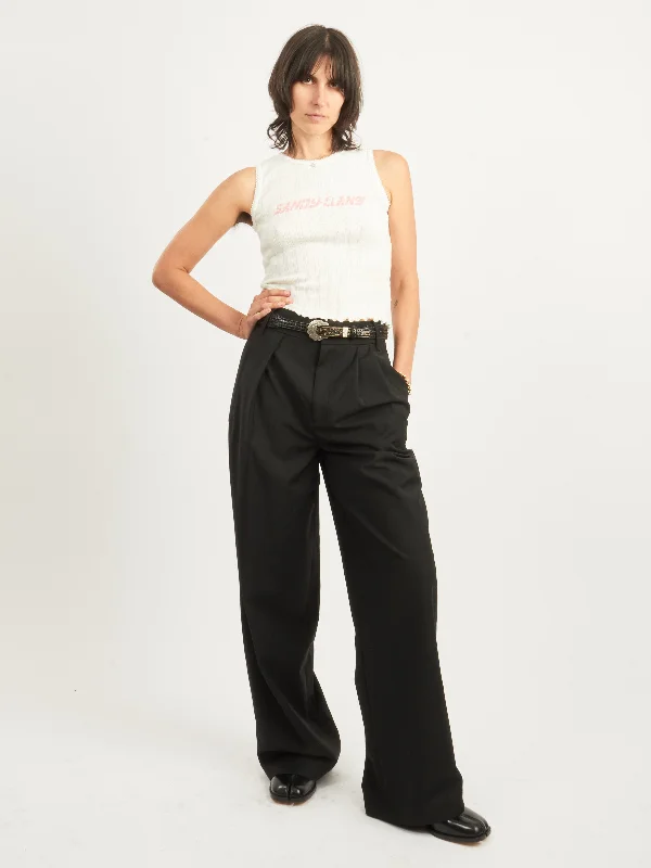 Black Tropical Wool Stella Pant Classic Chino Pants