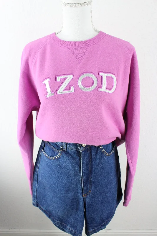 Vintage IZOD Pink Sweatshirt (XL) Hoodie with Fur Luxurious Winter