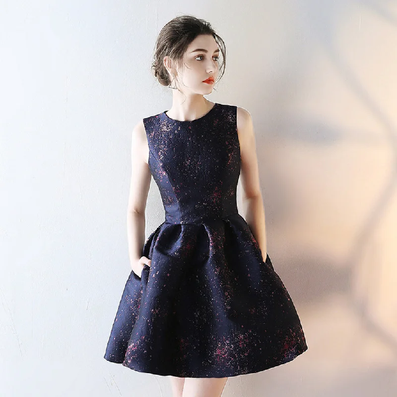 Satin Sleeveless Homecoming Dress, Knee-Length Unique Homecoming Dress, LB0767 Tunics Brand named