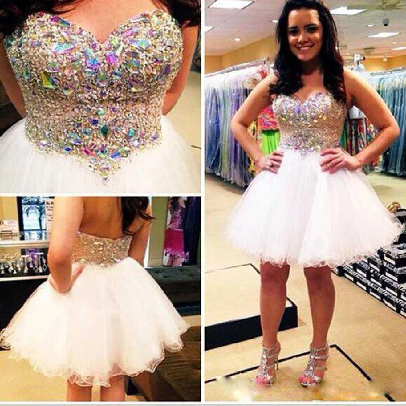 Short strapless sweetheart mini sparkly lovely homecoming prom dress,BD0039 Tunics Satin smooth