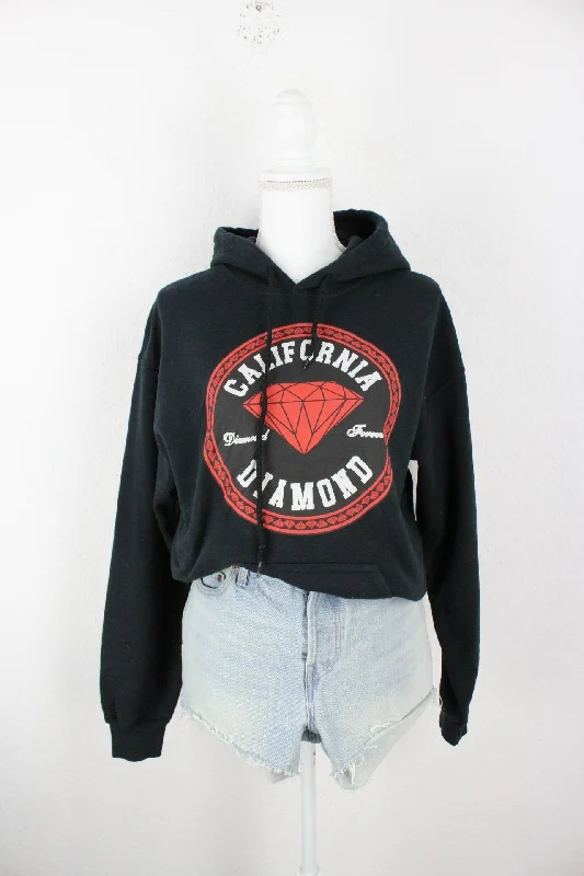 Vintage California Diamond Hoodie (M) Hoodie with Belted Waist Structured Tailored