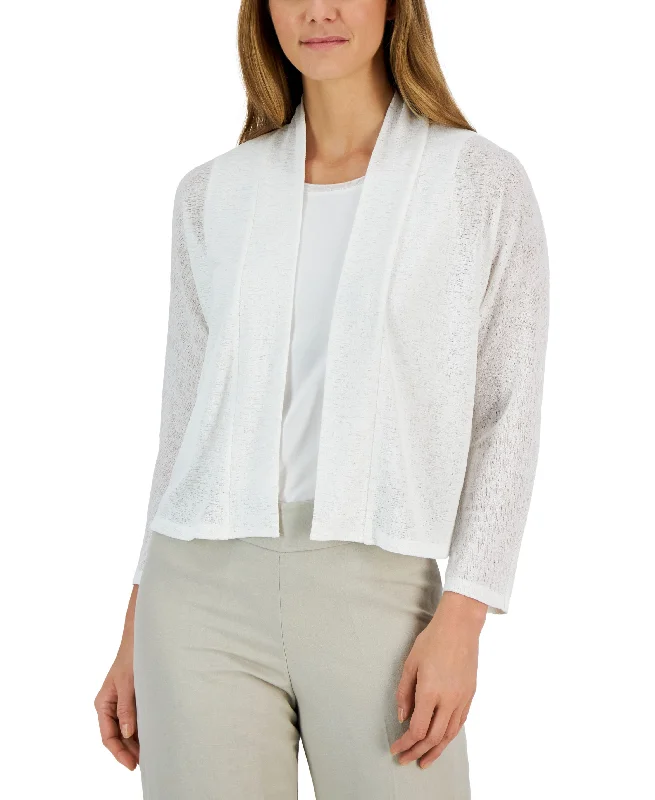 Women's Collarless Open-Front Dolman-Sleeve Jacket Appliqued Jacket Beaded Jacket Sequined Jacket