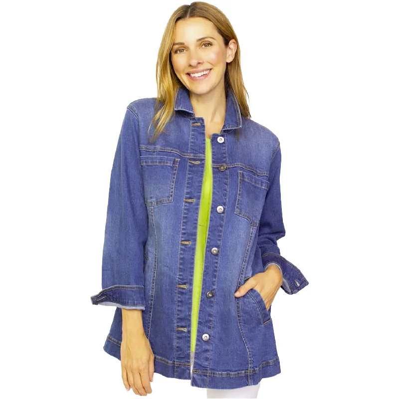 Women's Habitat Stretch Denim Boyfriend Jacket Denim Appliqued Jacket Beaded Jacket Sequined Jacket