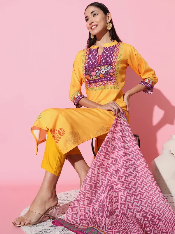 Women Modal Collar Neck Embroidered Work Printed Muslin And Rayon Fabric Kurta Pant Set Comes With Chanderi Dupatta - Taantav Stylish Slim Trousers Women Modal Collar Neck Embroidered Work Printed Muslin And Rayon Fabric Kurta Pant Set Comes With Chanderi Dupatta - Taantav Stylish Slim Trousers