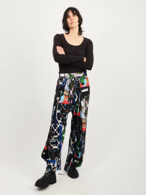 Kaleidoscope Tetris Knight Plisse Pants Chic Checkered Pants