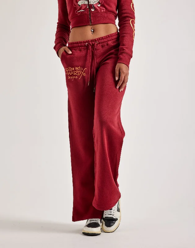 Ed Hardy Amor Butterfly Fleece Pants Casual Wide Pants