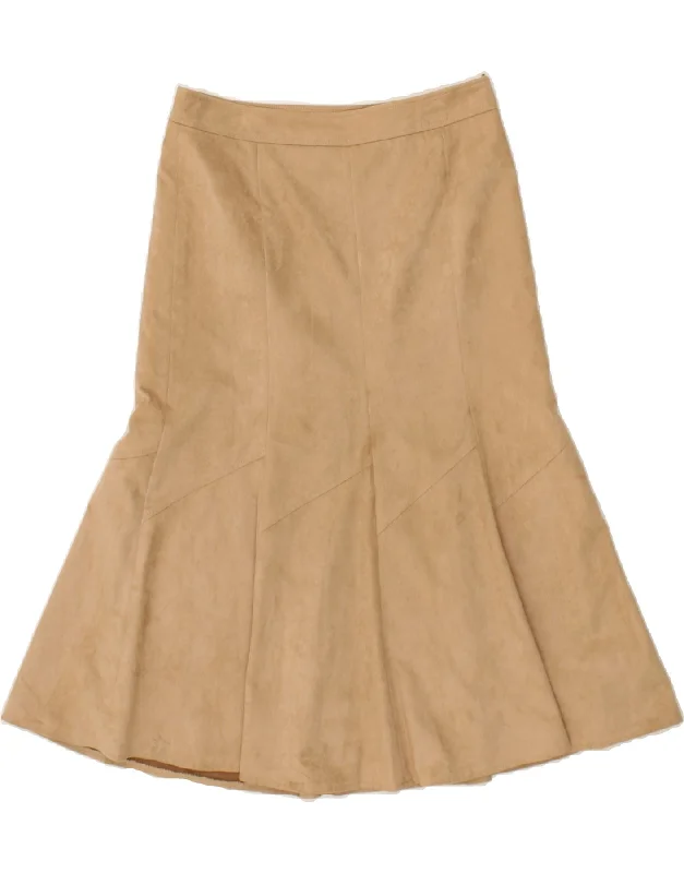 VIYELLA Womens Trumpet Skirt US 10 Large W32 Beige Polyester velvet skirt plush
