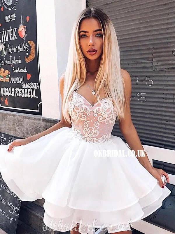 Spaghetti Straps A-line Organza Pretty Lace Homecoming Dress, FC5016 Tunics Spring floral