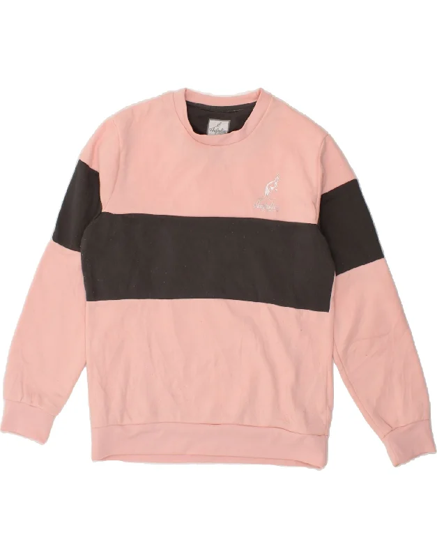 AUSTRALIAN L'ALPINA Womens Sweatshirt Jumper UK 18 XL Pink Colourblock Hoodie with Hem Elastic Stretchable Comfortable