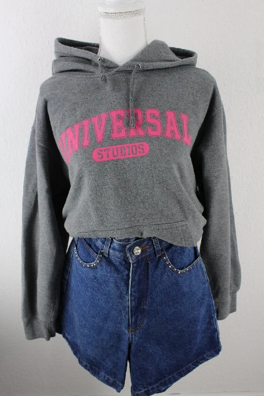 Vintage Grey Universal Studios Hoodie (L) Hoodie with Sequins Glamorous Eye-catching Vintage Grey Universal Studios Hoodie (L) Hoodie with Sequins Glamorous Eye-catching