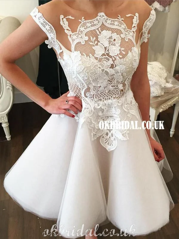 Charming A-line Tulle Cap Sleeve Lace Homecoming Dress, FC5070 empire Waist empire