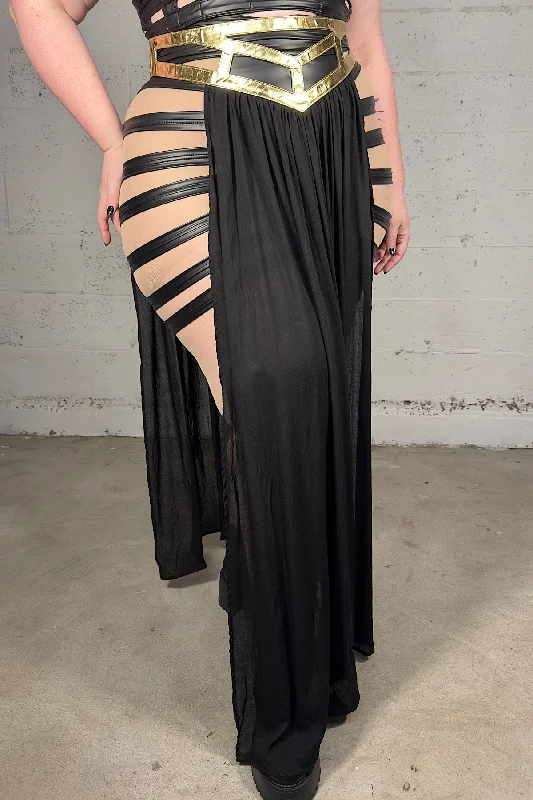 5D x Stellar Dust Chevron Cage Skirt - leather/rayon modal blend skirt
