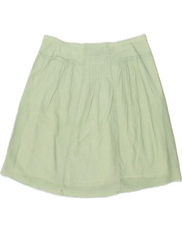 EDDIE BAUER Womens A-Line Skirt US 8 Medium W32  Green Cotton ribbed skirt waist