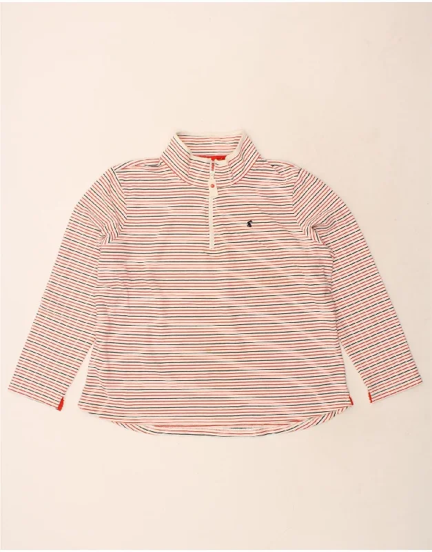 JOULES Womens Oversized Zip Neck Sweatshirt Jumper UK 20 2XL Red Striped Hoodie with High Neck Warm Protective