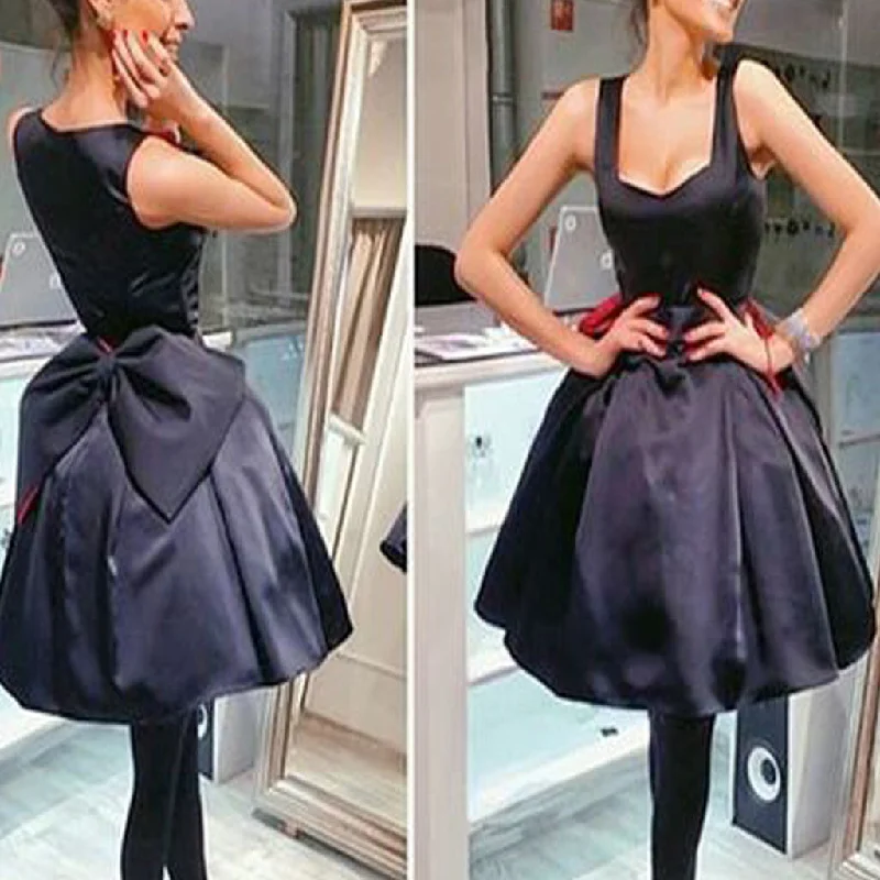Black bowknot simple lovely Disney homecoming prom gown dress,BD0030 Turtleneck Neckline Stylish