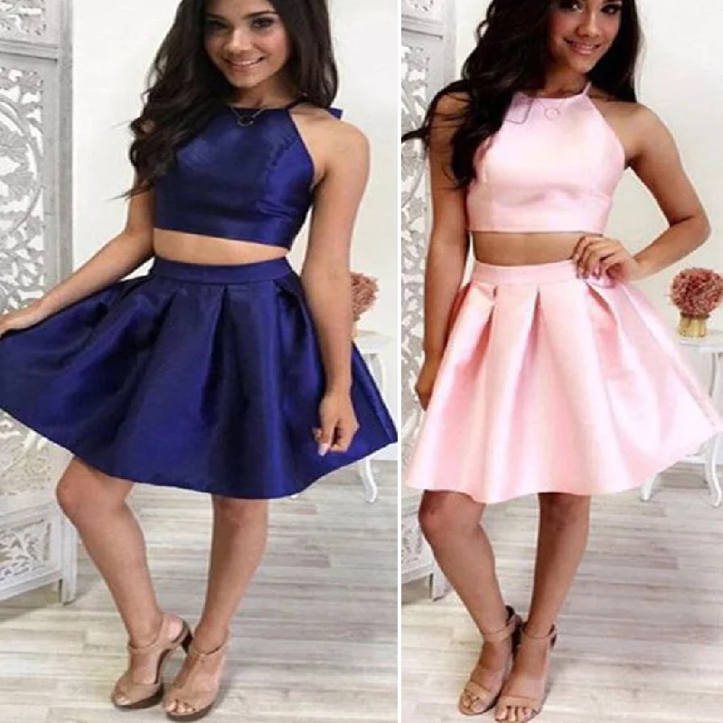 Short two pieces stain simple freshman off shoulder homecoming prom dress,BD0010 Tunics Luxurious high-end