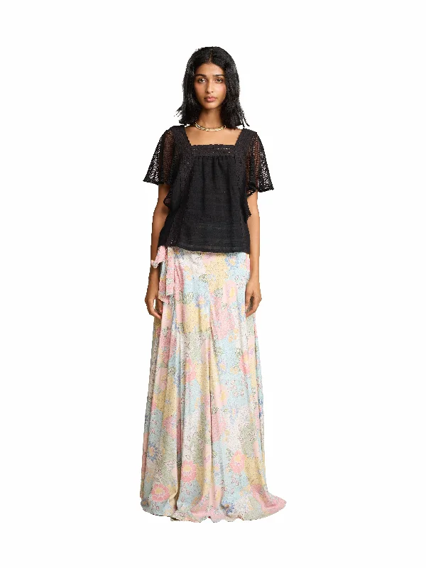 Wrap Maxi Skirt in Summer Floral athletic skirt fit
