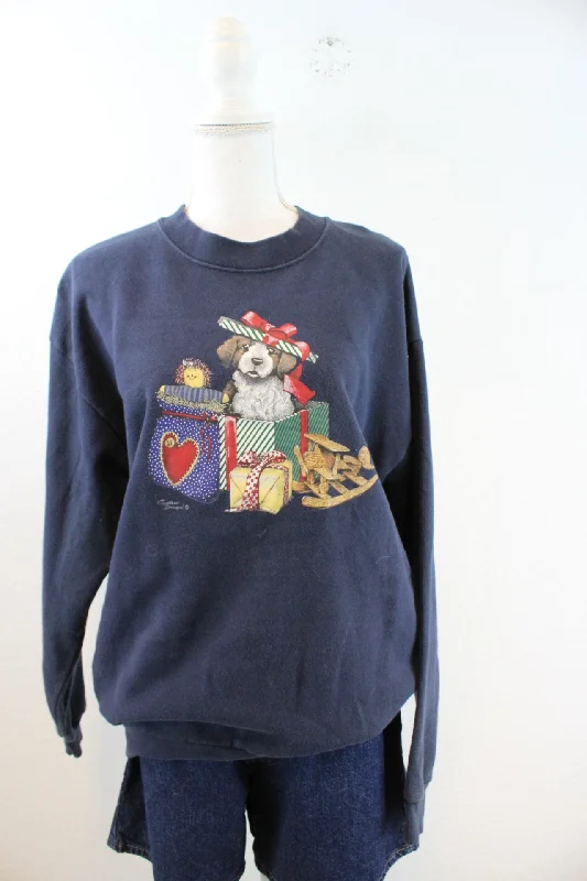 Vintage Doggie Sweatshirt (L) Hoodie with Mesh Breathable Sporty