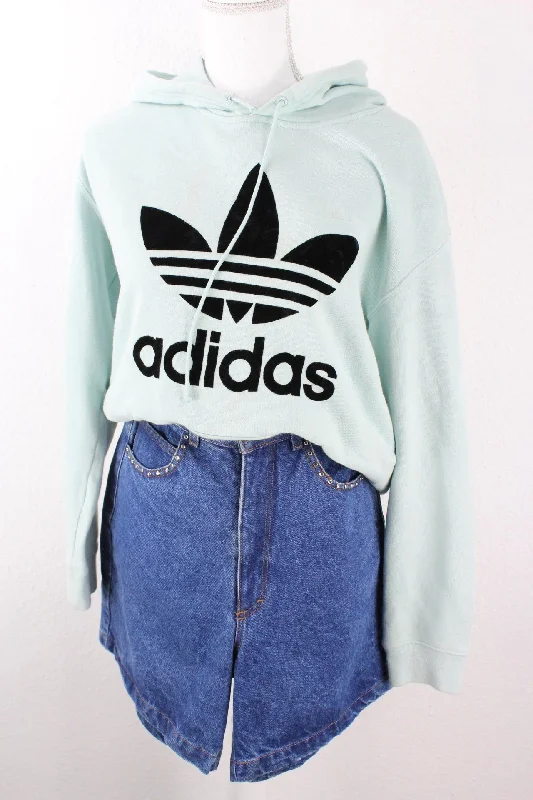 Vintage Green Adidas Hoodie (S) Hoodie with Hem Ribbing Snug Secure