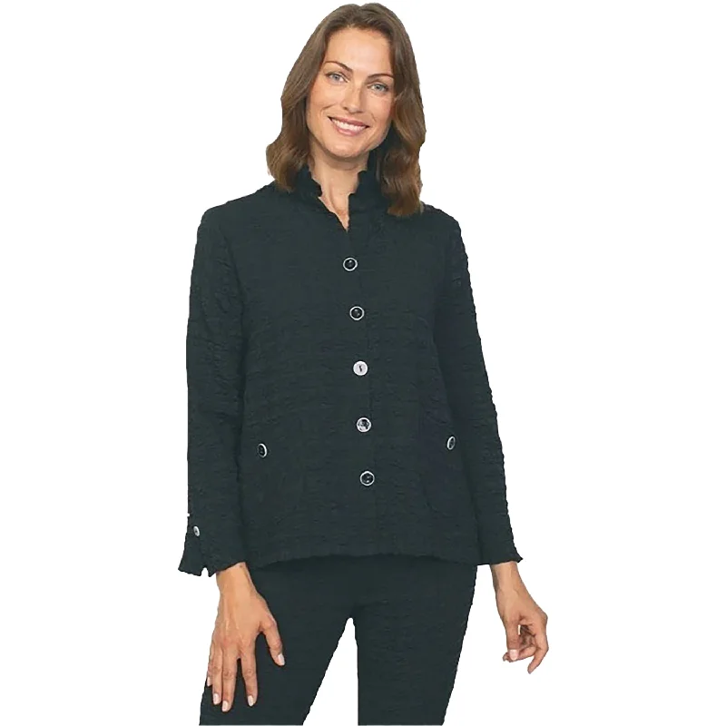 Women's Habitat Scoop Pocket Retro Jacket Black Denim Fabric Leather Fabric Suede Fabric