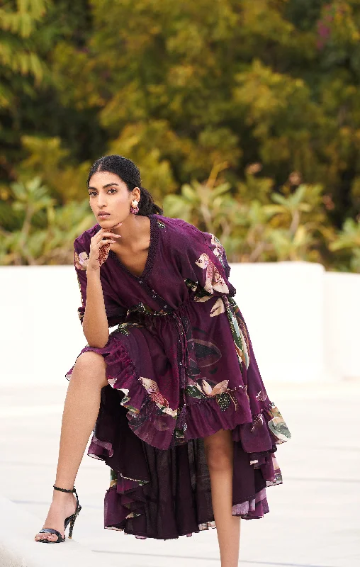 Botanical Leaf Asymmetric Dress Tunics Trousers formal