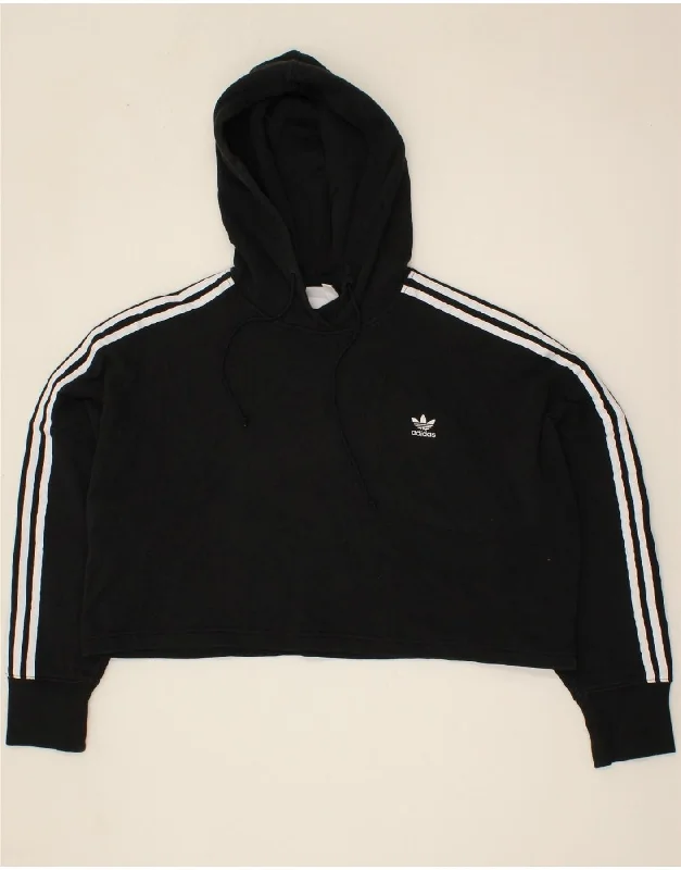 ADIDAS Womens Oversized Crop Hoodie Jumper UK 8 Small Black Cotton Hoodie with Relaxed Fit Easy Casual ADIDAS Womens Oversized Crop Hoodie Jumper UK 8 Small Black Cotton Hoodie with Relaxed Fit Easy Casual